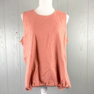 Alfani Linen Blend Top‎ Womens Large Coral Lagenlook Modern Sleeveless MSRP $70